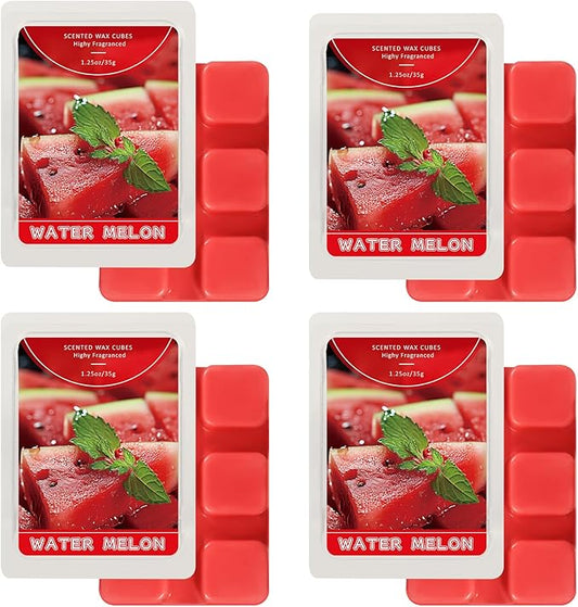 STRN Wax Melts Soy Wax Cubes 4 Pack Watermelon Scented, Long-Lasting Fragrance Scented Wax Cubes for Warmers Natural Soy Wax for Candle Wax Melts (4 x 1.25oz)