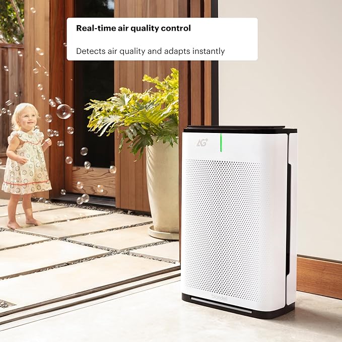 Brondell P700BB-W Pro Air Purifier Clean Air Filter With Aurabeat AG+ Technology for Bedroom, Home Office, Reduces Odor from Smoke and Pets, Includes Filters, 1655 Square Feet, White