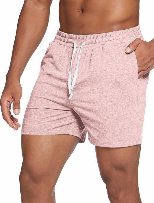 Deyeek 5.5 Inch Mens Pajama Shorts Sleep Cotton Lounge PJ Lightweight Elastic Waist Drawstring Nightwear Bottom with Pockets