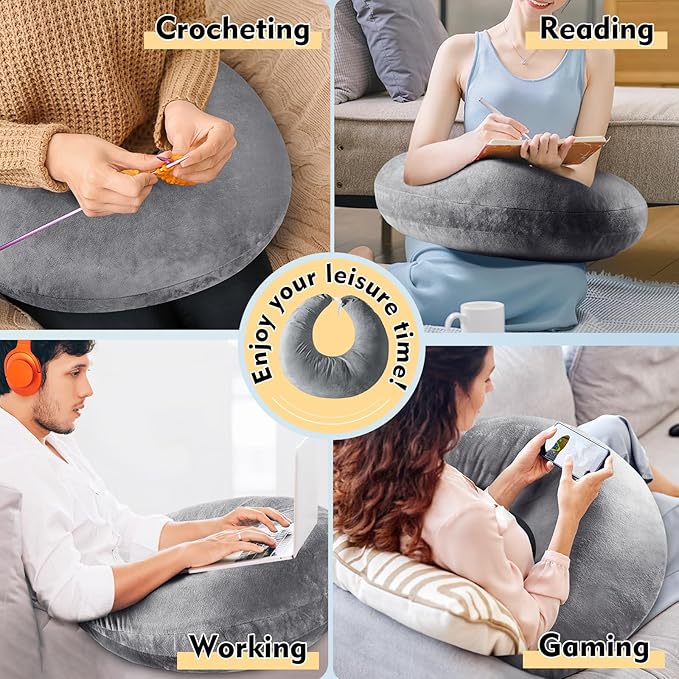 Gaming Pillow Arm Support Pillow for Bed & Sofa: Ergonomic U-Shaped Lap Pillow with Elbow Rest for Adults & Kids - Reduces Arm Pain & Fatigue During Gaming, Reading, Working & Crocheting