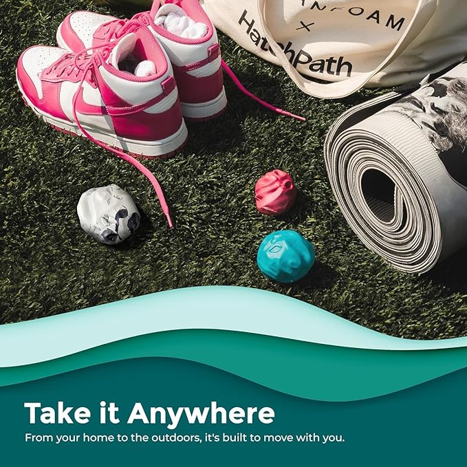 Oceanfoam Wave Massage Ball Rollers for Targeted Muscle Pain Therapy, Textured Travel Size,Yoga,Home & Fitness Health Tools for Body Sore Spots, Shoulders, Legs and Upper Back (Natural, Pack of 3)