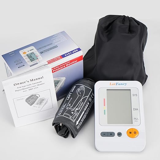 LotFancy Blood Pressure Monitor, Automatic Upper Arm BP Cuff 8.7-14.2” Machine Kit, Accurate Digital BP Gauge, Portable Home Heartbeat Meter, 4 User, 120 Readings Memory, Large LCD Display