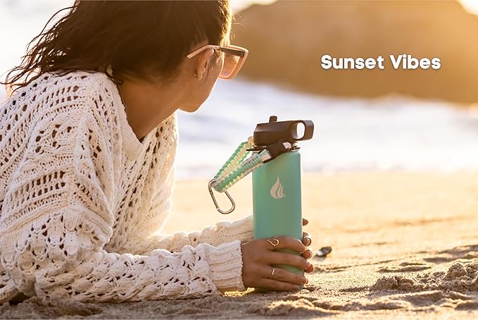 HYDRO CELL Stainless Steel Sport Water Bottle with Straw - Keeps Drinks Cold & Hot via a Leak Proof Metal Triple Insulated Vacuum Flask for All Sports and Outdoors Activities (Teal 24oz)