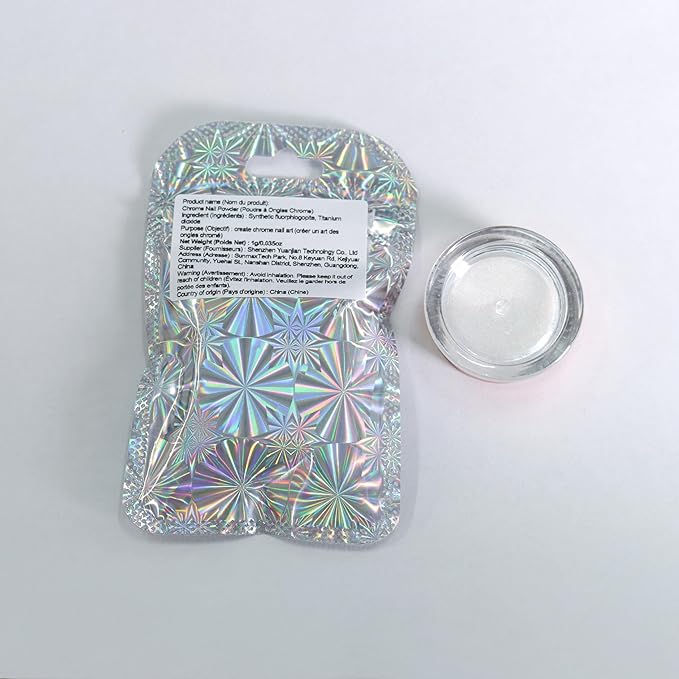 Laza White Chrome Nail Powder Glazed Donut Nails Metallic Effect Pigment Shimmer Pearlescent Mica Powder Iridescent Aurora Nail Glitter Fairy Dust Gel Nail Art Supplies Nail Techs – Pearl Chrome