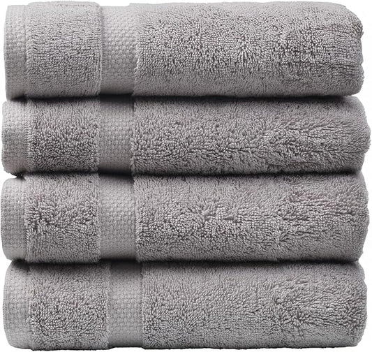 SOFE H&L | Olea Luxury Turkish Cotton Hand Towels Set of 4 Cool Gray | Premium, Soft, Durable, Absorbent | Hotel Quality Plush Towels and Thick Towel Sets