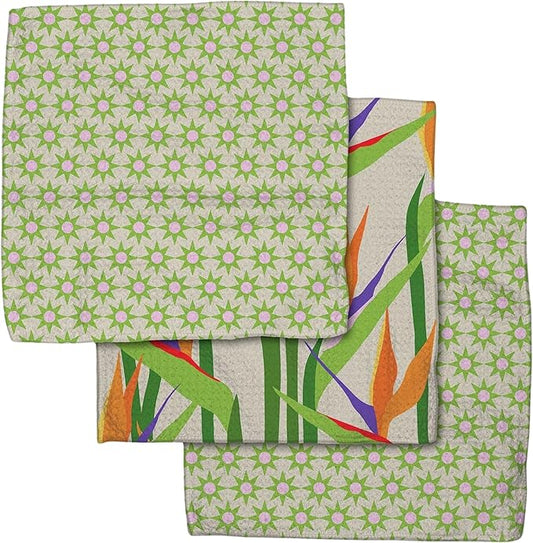 GEOMETRY Kitchen Dish Cloths - Spring & Summer Collection - Premium Dishcloths with Geoweave - Absorbent & Fast Drying Kitchen Towels - Paradise, 10" x 10" - 3-Pack
