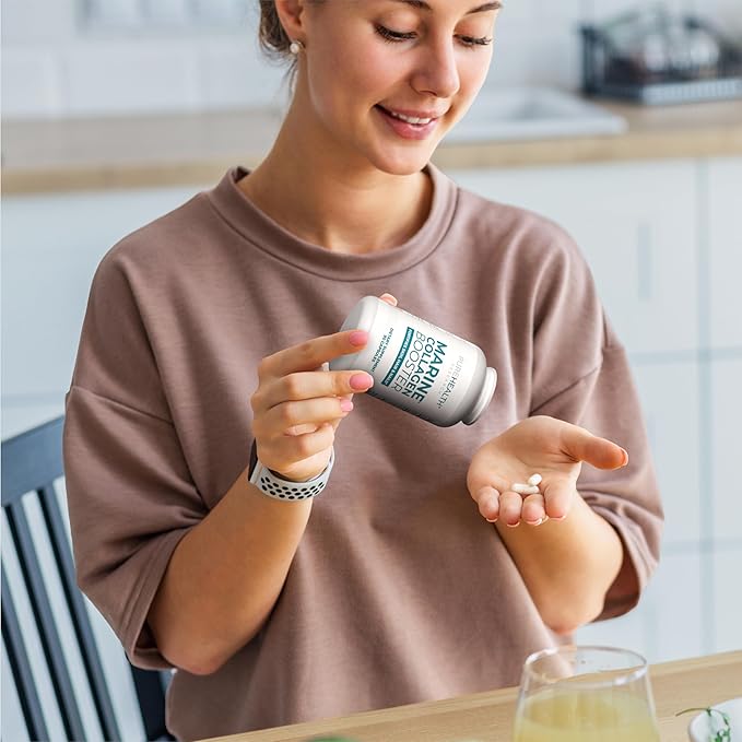 Marine Collagen and Hyaluronic Acid Supplements, Aloe Vera Leaf Gel and Vitamin E Collagen Peptides Pills–Collagen Supplements With Hyaluronic Acid for Hair Skin Nails-90 Collagen Caps