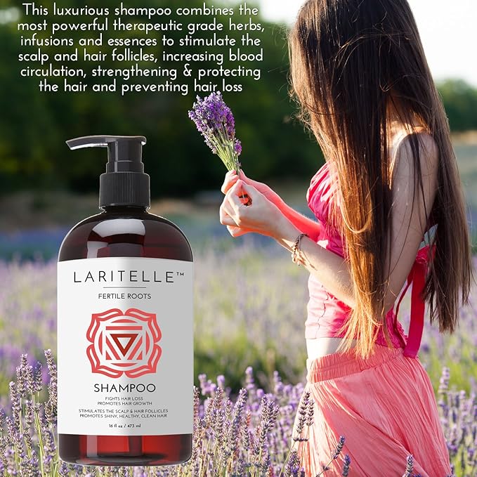 Laritelle Organic Hair Growth Set | Fertile Roots Shampoo + Conditioner + Leave-In Treatment | Follicle Stimulating Rosemary, Ginger & Clove | Anti-Hair Loss, Strengthening, Nourishing | USA made