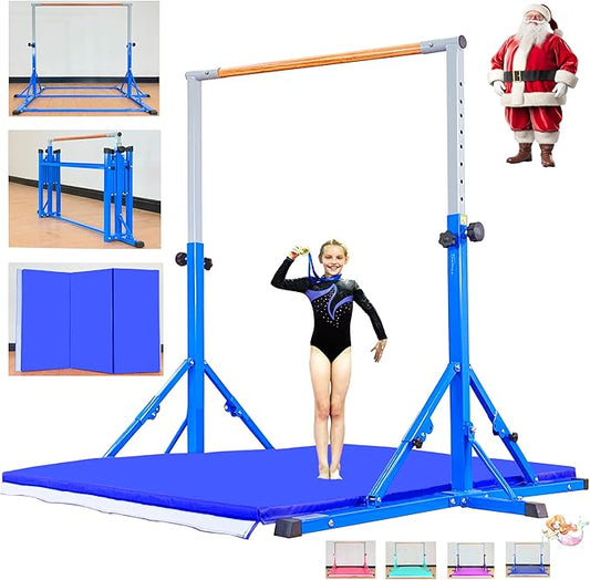 Gymnastic Bar for Kid and Teenage Ages 3-25, 5 FT / 6 FT Base Length, 5 FT / 6 FT Height, Gymnastic Kip Bar Horizontal Bar for Gymnast, Gymnastic Training Equipment for Home and Club Use