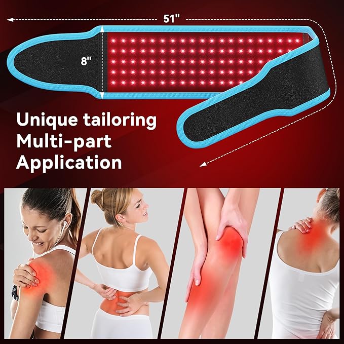 Red Light Therapy, Portable Red Light Therapy Belt with 150 Upgraded 3 in 1 LED Beads, 660nm & 850nm Red Light Therapy for Body, Red Light Therapy Device for Waist Back Knees Shoulder Legs