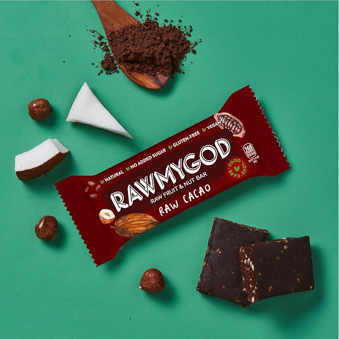 RAWMYGOD Fruit and Nut Bars, Gluten Free, Vegan, No Added Sugar (16 bars, Variety Pack I - 4 Raw Cacao, 3 Apple & Cinnamon, 3 Nuts & Berries, 3 Cherry Peanut, 3 Pistachio & Cranberry)