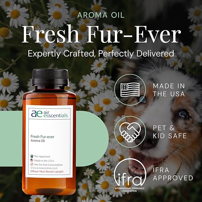 Air Esscentials Fresh Fur-Ever Aroma Oil - Pet-Preferred Pure Essential Oil for Scent Machines & Cold-Air Diffusers | Juicy Peach & Lemongrass | Floral Harmony | Soothing Sandalwood Finish | 300mL
