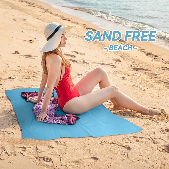 Microfiber Beach Towel-Perfect for Travel, Sports, Camping, Swimming, Yoga, Gym- Quick Dry, Sand Free, Compact, Lightweight, Absorbent (Marine Blue,Medium(130x70cm, 51x27”))