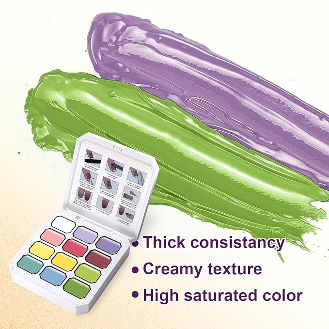 Gradient Painting Gel, 12 Bright Colors Ombre Gel Nail Polish with 100Pcs Nail Sponges &Tweezer for Pigment Pat Nails Aura Nails French Manicure Soak Off UV Set Solar Flare Palette
