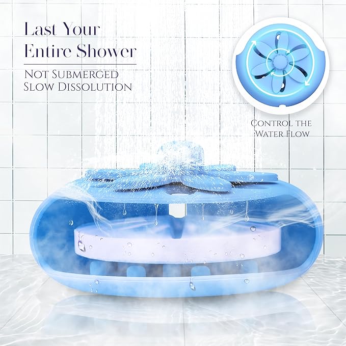 Shower Steamers Tray Blue- Upgrade Shower Steamer Holder Dish with Big Suction Cup, Long Lasting Bath Bombs Shower Accessories, Aromatherapy Diffuser Containers for Bathroom Bedroom Car Yoga Decor