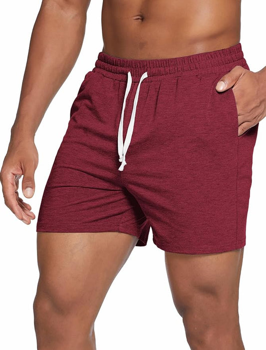 Deyeek 5.5 Inch Mens Pajama Shorts Sleep Cotton Lounge PJ Lightweight Elastic Waist Drawstring Nightwear Bottom with Pockets
