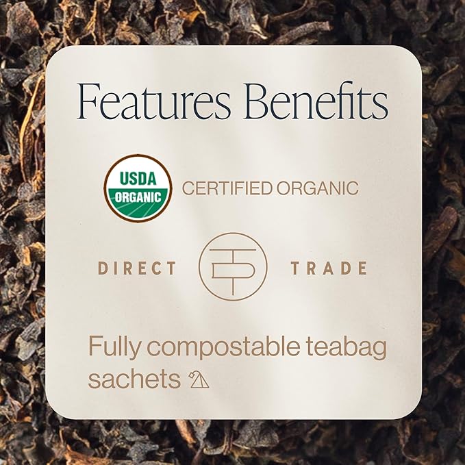 Rishi Tea English Breakfast Tea - Organic Sachet Tea Bags, Energizing & Caffeinated Pure Black Tea, Ideal for Hot or Iced Tea - 15 Count (Pack of 6)