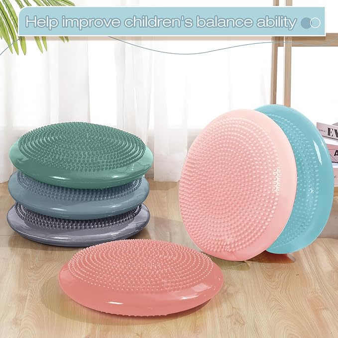 Amylove 6 Pcs Wiggle Seat Inflated Wobble Cushion for Sensory Kid 13 Inch Balance Disc Kids Flexible Seating Exercise Sensory Pad Chair Cushion for Classroom Office School