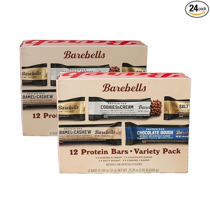 Barebells Protein Bars Variety Pack - 24 Bars (2 Packs of 12), 20g High Protein Treats - Chocolate Nutrition Bars with No Added Sugar - On-The-Go Breakfast or Post-Workout Snack