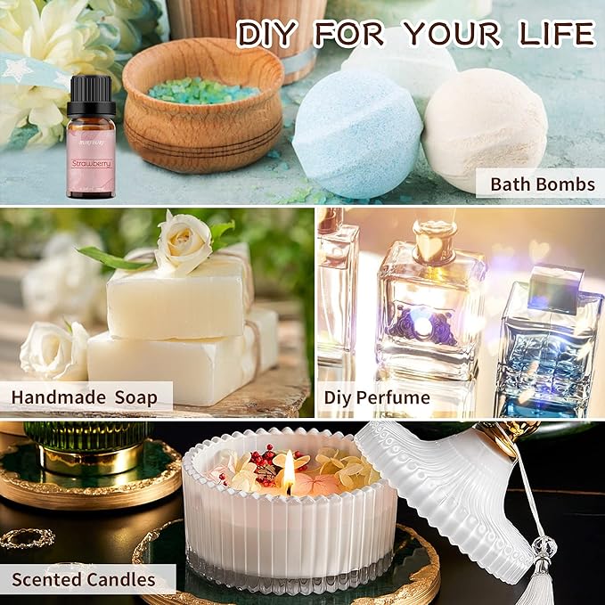 BURIBURI Strawberry Fragrance Oil, Premium Grade Strawberry Scented Oil 10ml Essential Oil for Diffusers, Candle Making