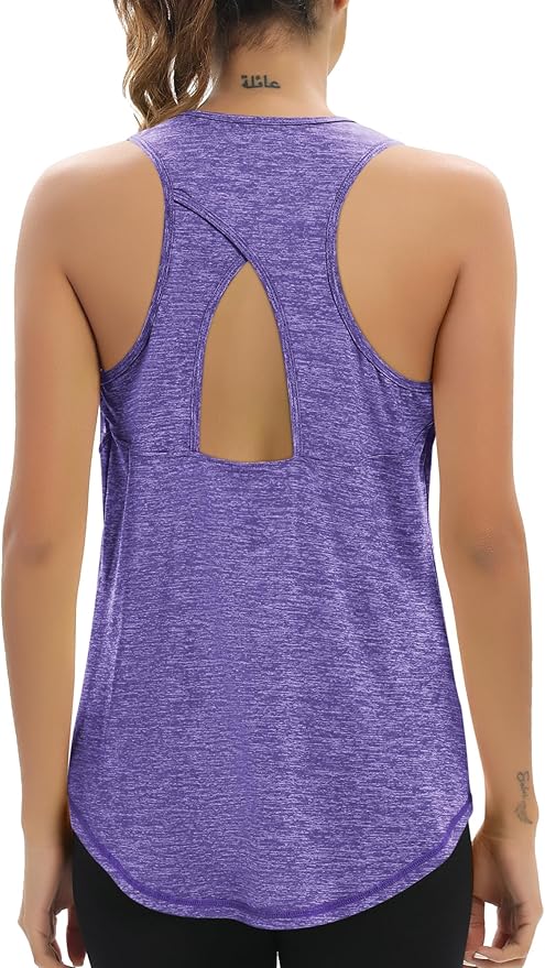 Aeuui Womens Workout Tops Open Back Racerback Tank Tops Sleeveless Yoga Athletic Running Shirts Gym Clothes for Women
