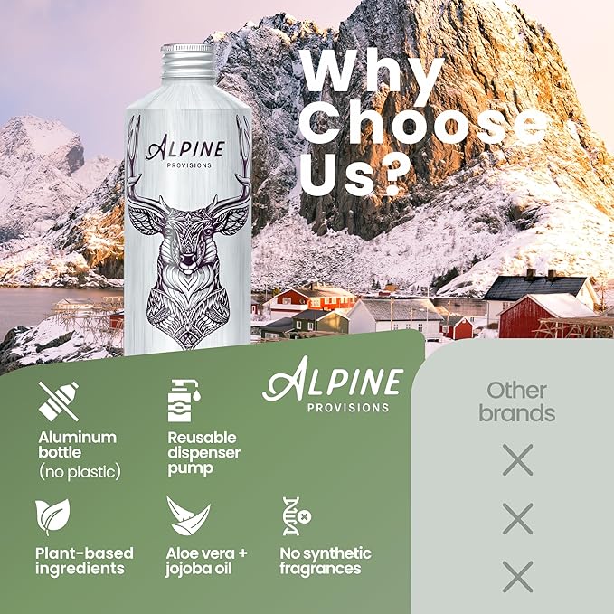 Alpine Provisions Natural & Organic Shampoo with Rosemary & Mint – Plant-Based Shampoo for Men & Women with Aloe Vera, Jojoba & Essential Oils – Sulfate-Free, Vegan, Hydrating Hair Repair – 16.9 fl oz