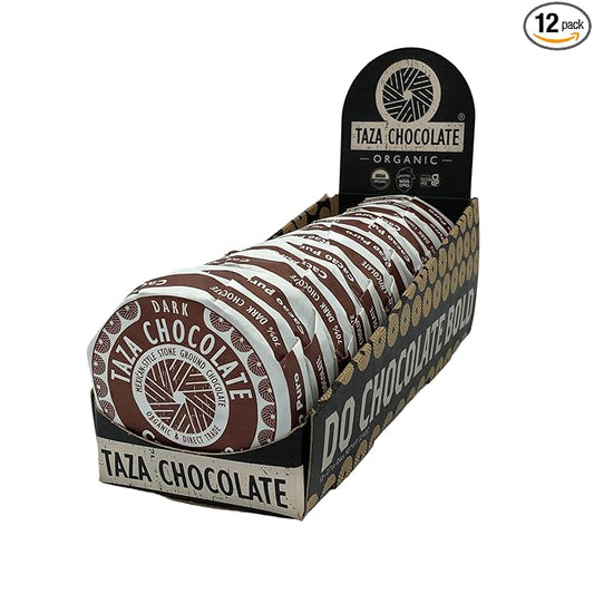 Taza Chocolate Organic Mexicano Disc 70% Dark Chocolate, Cacao Puro, 2.7 Ounce (12 Count), Vegan