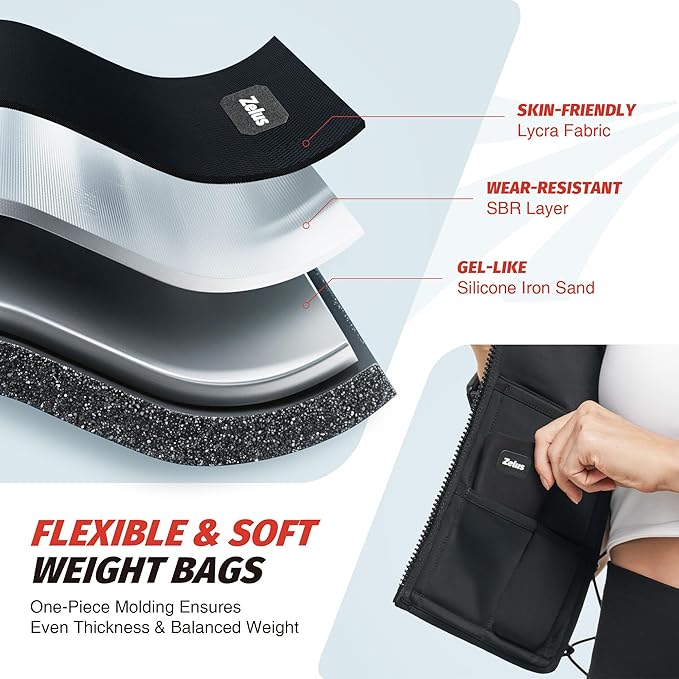 ZELUS Adjustable Soft Iron Weighted Vest for Women Men 10/15LB, Removable Weights Strength Training Vest for Fitness, CrossFit, Workout & Weight Loss (Black, M/L)