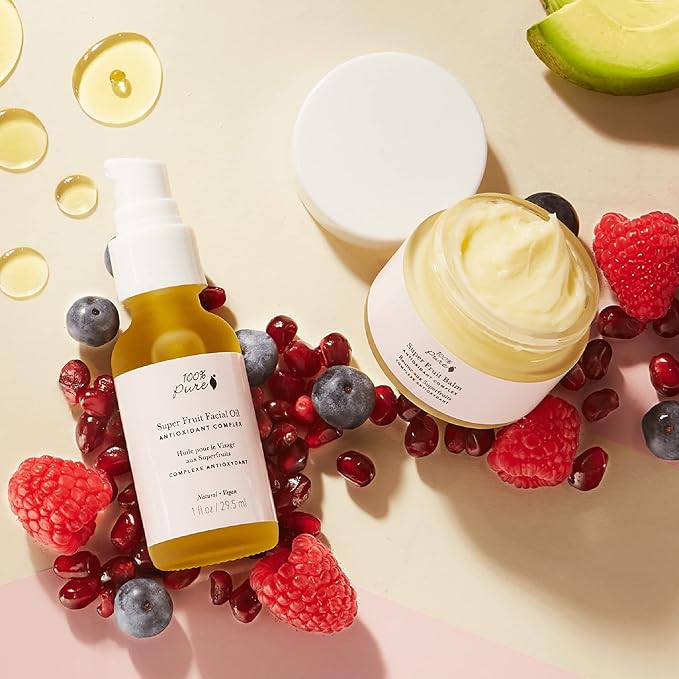 100% PURE Super Fruit Nourishing Balm Face & Body Cream Moisturizer Luxuriously Thick Replenishment Powerful Hydration & Dry Skin Care - Vegan - 1.06 oz