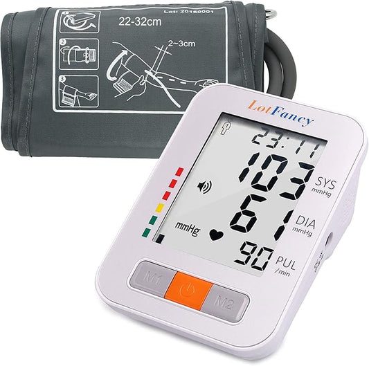 Blood Pressure Monitor, LotFancy Digital Sphygmomanometer, 180-Readings Upper Arm Medium Cuff (9-13")