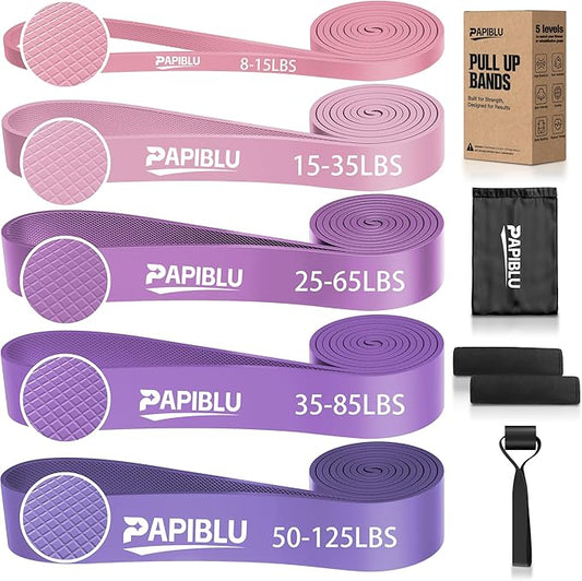 Pull Up Bands, Resistance Bands Set for Pull-Up Assistance, Exercise Bands with Door Anchor & Grip Pads for Men & Women Working Out, Physical Therapy, Muscle Training
