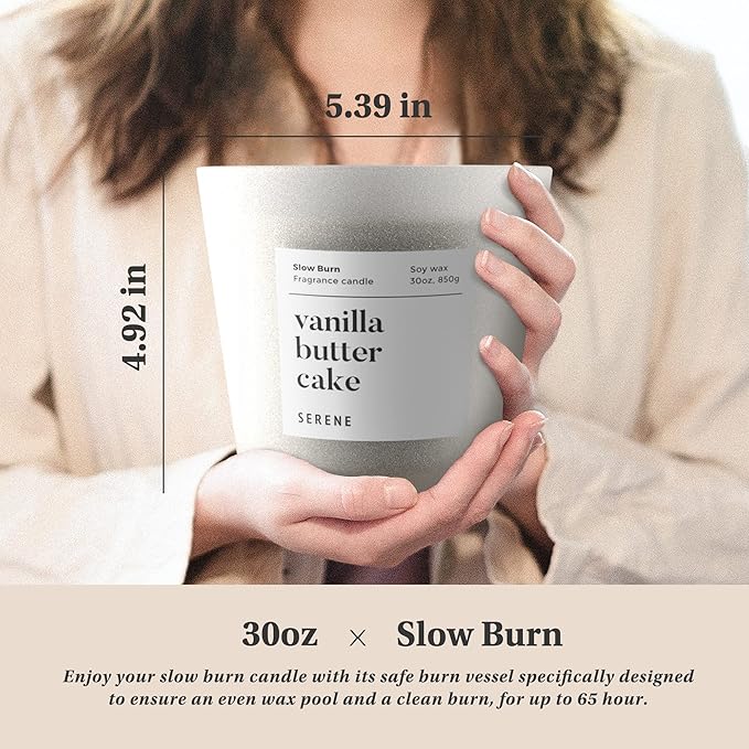 Candles for Home Scented, Big Candles Vanilla Butter Cake Scented, 30oz Natural Soy Wax, 3 Wicks Huge Candle, 100h Long Lasting,Non Toxic,Clean Burn Aromatherapy Candle for Home Fragrance