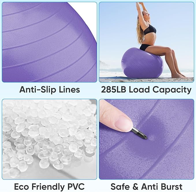 APEXUP Yoga Ball Exercise Ball Anti Slip Heavy Duty for Fitness, Balance & Core Workout