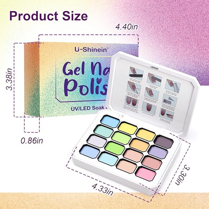 Gradient Painting Gel, 16 Colors Ombre Gel Nail Polish with 100Pcs Nail Sponges &Tweezers for Pigmented Pat Aura Nails French Manicure Soak Off UV Long-lasting Palette Cloud Fluff
