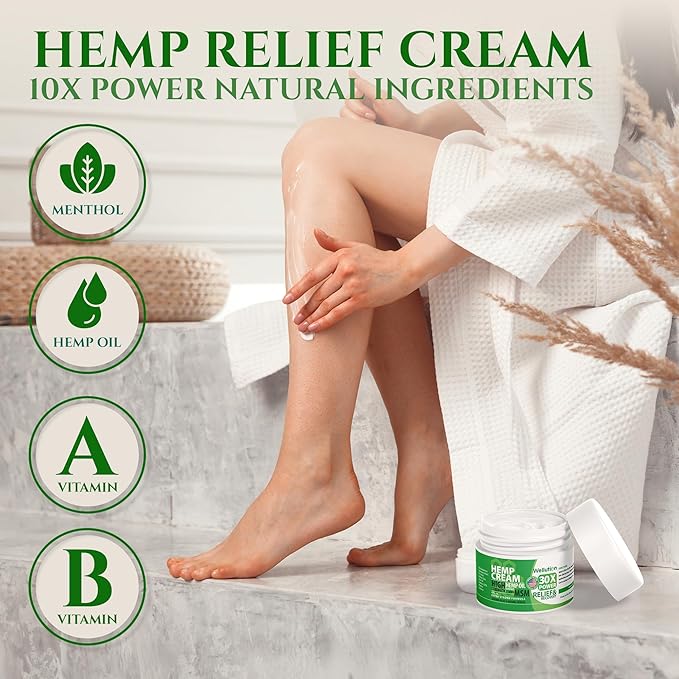 WELLUTION Hemp Cream x30 MSM – Extra Strength Hemp Seed Oil Massage Cream with Arnica & Menthol – Fast-Absorbing, Non-Greasy Formula for Everyday Relief & Mobility – 4 oz.