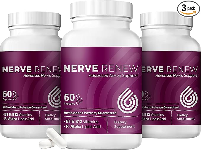 NERVE RENEW Advanced Nerve Support - 300mg Stabilized R-Alpha Lipoic Acid, Vitamin B Complex, Benfotiamine, Herbs for Fast-Acting Support