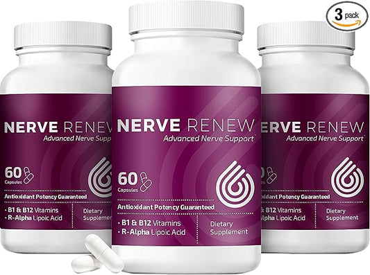 NERVE RENEW Advanced Nerve Support - 300mg Stabilized R-Alpha Lipoic Acid, Vitamin B Complex, Benfotiamine, Herbs for Fast-Acting Support