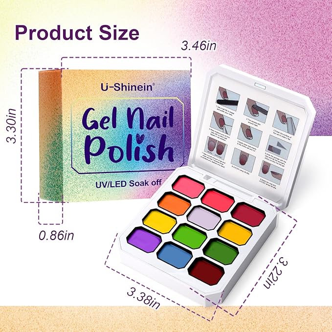 Gradient Painting Gel, 12 Bright Colors Ombre Gel Nail Polish for Pigmented Pat Painting Nails Aura Nails, French Manicure DIY Nail Art,Long-lasting Soak of UV Palette Electric Carnival
