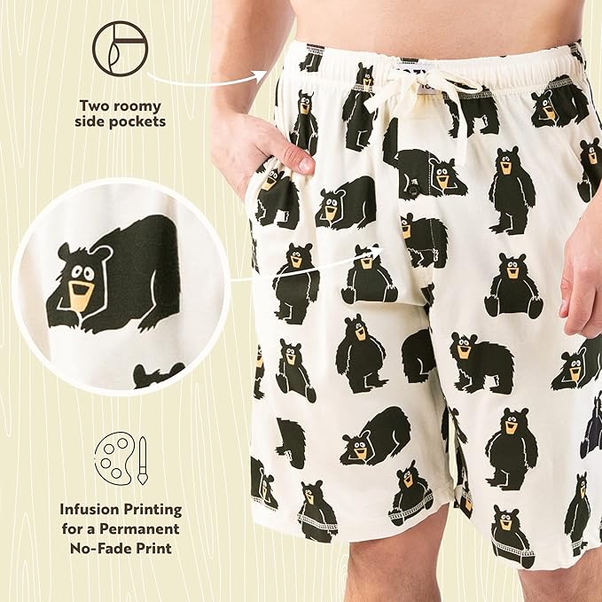 Lazy One Pajama Shorts for Men, Men's Pajama Bottoms, Sleepwear
