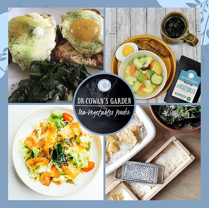 Dr. Cowan’s Garden Sea Vegetable - Pure Seaweed, Wild Harvested Atlantic Natural Seaweed & Kelp Powder, Healthy Supplement Powder - USA, Atlantic Dulse, Wakame, & Kelp - 20 Servings