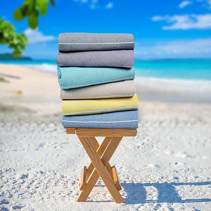 HILLFAIR Cotton Turkish Beach Towels- Lightweight Sand Free Peshtemal Hammam Towels for Bath Swim Yoga Spa- XXL Oversized Beach Towel (39 x 72 inch - 6 Pack Multicolor)