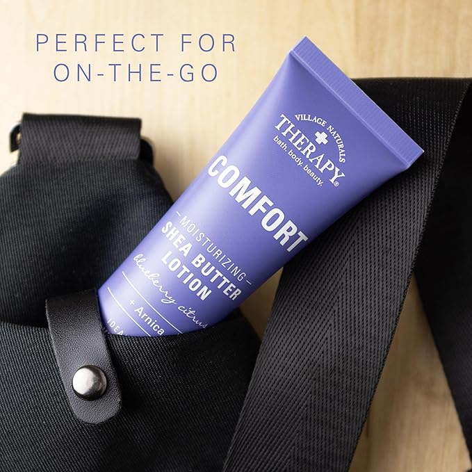 Village Naturals Therapy Comfort Shea Butter Hand & Body Lotion, Blueberry Citrus Scent, 2 fl oz, Pack of 6