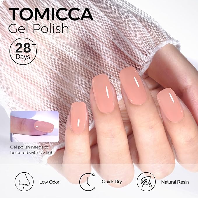 TOMICCA Gel Nail Polish - Nautral Nude Brown, Soak Off UV Skin Tone Color Nail Polish Natural Color Nail Art DIY Manicure Salon
