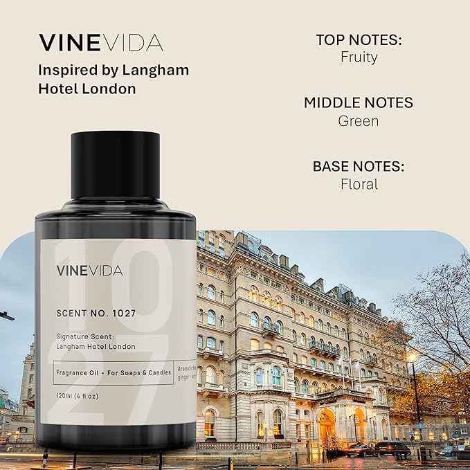 VINEVIDA Scent NO. 1027 Fragrance Oil for Cold Air Diffusers - 120mL (4oz) - Inspired by: Langham Hotel London - Hotel Scents for Home