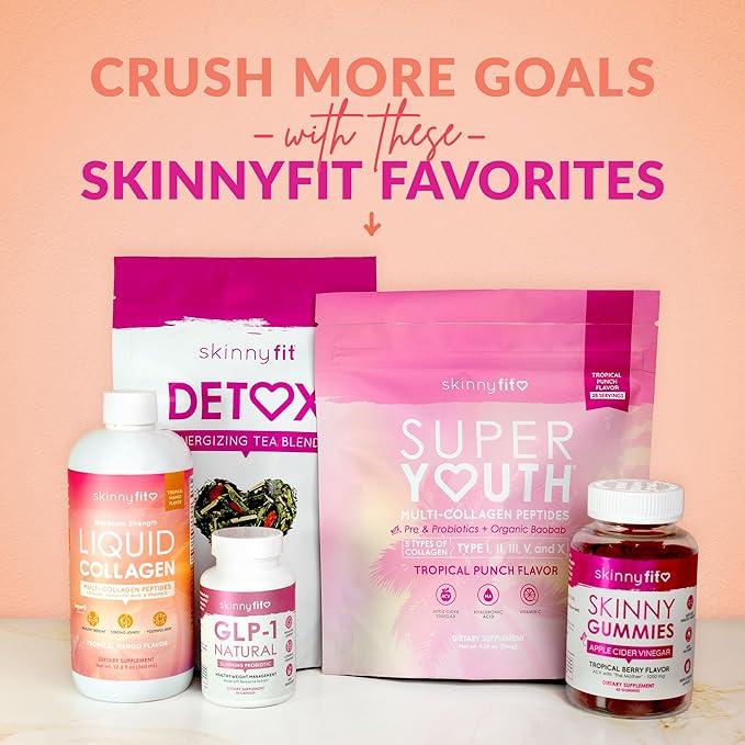SkinnyFit - Super Youth Collagen for Women - Multi Collagen Peptides Powder - Probiotics, Fiber, Hyaluronic Acid - Non GMO, Gluten Free, Sugar Free - Beauty - Strawberry Watermelon (28 Servings)