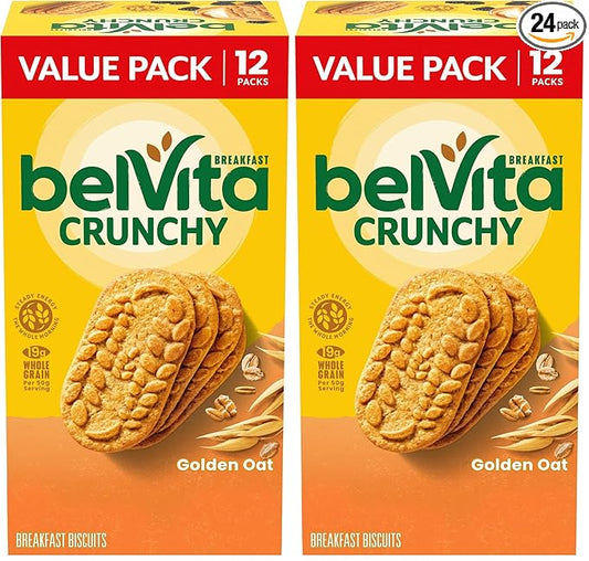 belVita Golden Oat Breakfast Biscuits, Value Pack, 24 Packs (4 Biscuits Per Pack)