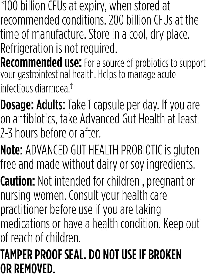 Genuine Health Advanced Gut Health Extra-Strength Probiotic, Helps Promote Digestive Health & Gut Recovery, Multi-Strain Formula, 20 Capsules