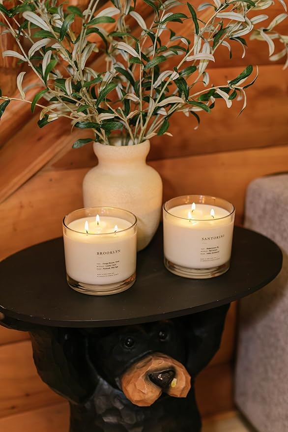 Brooklyn Candle Studio Santorini XL 3 Wick Candle - Luxury Scented Candle, Vegan Soy Wax, Hand Poured in The USA, 100 Hour Slow Burn Time - 27oz