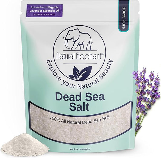 Natural Elephant Dead Sea Lavender Bath Salt Bathing and Foot Soak for Relaxing and Nourishing- 100% Pure with Organic Lavender Essential Oil - Medium Coarse Grain (10 lb (160 oz) Bag)