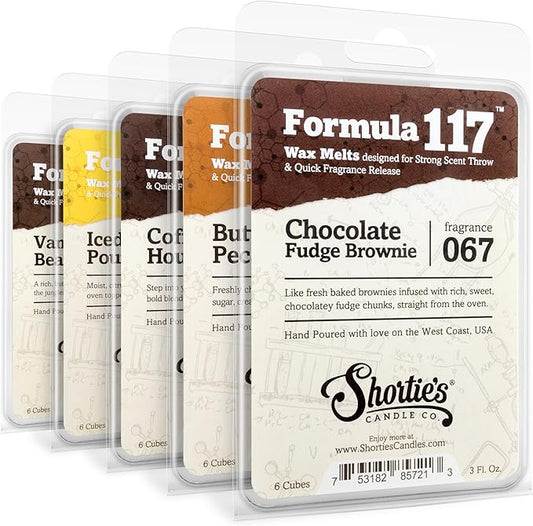 Shortie's Candle Company Bakery Wax Melts Variety 5 Pack - Formula 117-5 Highly Scented 3 Oz. Bars - Made with Natural & Essential Oils - Fall Warmer Wax Cubes
